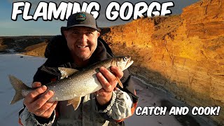 2 Nights Ice Camping and Fishing on Flaming Gorge For Burbot and lake trout Catch n cook [upl. by Euqinu662]