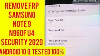 Remove Frp Samsung Note 9 N960F Android 10  FRP Bypass Easy Method 100 Work  Without PC [upl. by Lenes]