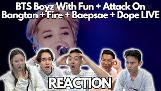 BTS 방탄소년단  Boyz With Fun  Attack On Bangtan  Fire  Baepsae  Dope REACTION [upl. by Retse]