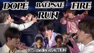 BTS DOPE​ X​ BAEPSAE​ X FIRE X RUN​ LIVE  Medley full reaction  한번이라도 좋으니 가보고싶다😭 ENGSPAPORJPN [upl. by Nodnorb]