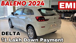 MARUTI SUZUKI BALENO DELTA 2nd BASE MODEL 2024 Price EMI Down payment Discount Updated in Detailed [upl. by Jarad]