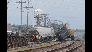 Union Pacific Derailment Cleanup at Butler Yard 82118 With UP Work Train [upl. by Wight735]