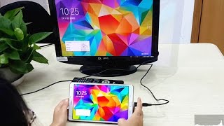 How to Connect MHL to HDMI Adapter 1080P Review for Samsung Galaxy Tab Pro S 84 101 S5 S3 Note 3 [upl. by Adnilg455]