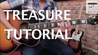 Como tocar quotTreasurequot de Bruno Mars  Tutorial Guitarra HD [upl. by Peter]