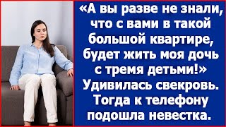 А вы разве не знали что с вами в квартире будет жить моя дочь с тремя детьми Удивилась свекровь [upl. by Arat]