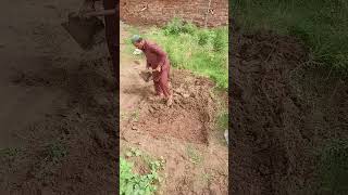 Digging a building foundation pit Digging pit building foundation shortsvideo viralvideo [upl. by Brion]