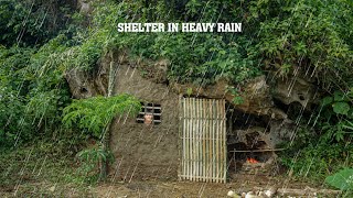 2 Days solo survival CAMPING Heavy Rain Survival in the Canyons primitive shelter cave cooking [upl. by Syned]