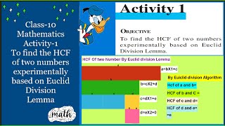 Maths activity1  Class10 To find the HCF of two numbers based on Euclid Division Lemma  NCERT [upl. by Switzer887]