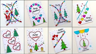 8 Easy amp Beautiful white paper Christmas Card makingDIY Greeting CardHandmade Merry christmas card [upl. by Nagem]