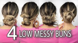 EASY LOW MESSY BUN TUTORIAL 💗 4 WAYS ❕❕❕ [upl. by Philps577]