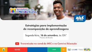 MECAoVivo  Plano de Ação Estratégias para Implementação de Recomposição de Aprendizagens [upl. by Nibor482]