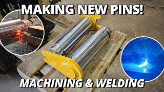 Making NEW Pins for a CAT 657 Scraper Tractor  Machining amp Welding [upl. by Starkey]