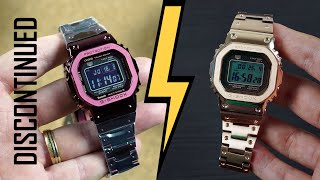 Discontinued Burgundy Red Gshock Square GMWB5000RD4  Rose Gold GMWB5000GD4 Handson Review [upl. by Edmund]