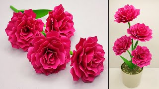 Beautiful Paper Flower Making  DIY Paper Flowers Easy  Home Decor  Flower Making  Paper Crafts [upl. by Ymma]