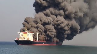 3 minutes ago A Russian cargo ship carrying ammunition supplies in Ukraine explodes [upl. by Notsej510]