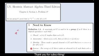 2117  Herstein Chapter 2 Section 1 Problem 17 [upl. by Lebbie984]