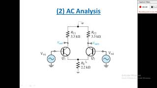 Lec 8 part 1 Analysis of Differential Amplifier Based BJT [upl. by Ainex]