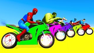 LEARN NUMBERS for Kids Superhero MotorCycles amp Spiderman 4x Cars Cartoon for Baby Nursery rhymes [upl. by Gothurd391]