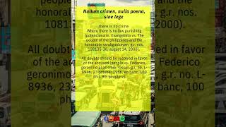 Nullum crimen nulla poena sine lege  Criminal Law  Law Requisites Ph Shorts [upl. by Innis625]