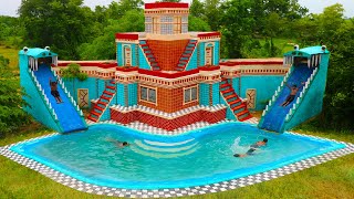 Full Video Building Villa House Twine Water Slide amp Design Swimming Pool For Entertainment Place [upl. by Horatio]