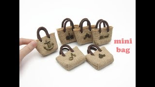 DIY Miniature Doll Mini Bag Tote Hemp Bag [upl. by Archambault]