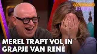 Merel trapt vol in grapje van René Laat dat lijstje nou nog eens zien  VANDAAG INSIDE [upl. by Yeltneb]