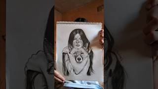 Rate my art based on your battery  vitiligo girl with her dog portraitart doglover [upl. by Fornof242]