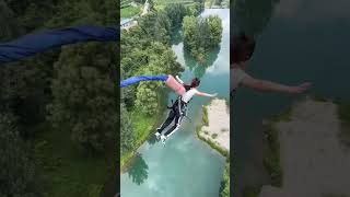 Beautiful and Daring Girl Take the Plunge with Bungee Jumping BungeeJumping DaringGirl [upl. by Nnylav]