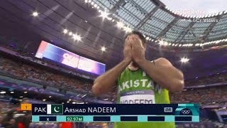 Arshad Nadeem Wins Gold Medal in Mens Javelin Throw Finals with 9297m throw at Paris Olympics 2024 [upl. by Robma]