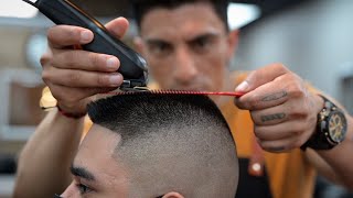 CORTE PLANCHA FLAT TOP TUTORIAL TECNICA RAPIDA  TAPA PLANA barberia [upl. by Anertac410]