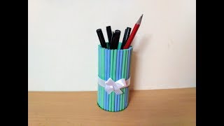 DIY How to make pen stand pencil holder  desk organizer from paper [upl. by Chimene]