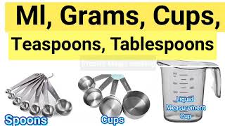 Baking Conversion Chart  Ml  Grams  Cups  Tablespoon  Teaspoon [upl. by Ahsoym536]