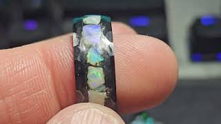 faceted ceramic Australian Opal inlay ring size 10 [upl. by Sadnac]