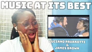 Luciano Pavarotti and James Brown  Its A Mans Mans Mans World  REACTION [upl. by Adiuqram]