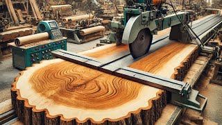 Fast woodworking process machines create large and sturdy wooden tables [upl. by Rafe]