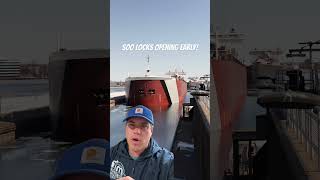 The Soo Locks are opening early soolocks freighter saultstemarie [upl. by Ravid]