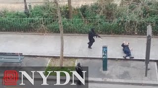 Deadly Charlie Hebdo attack caught in video [upl. by Enialehs]