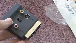 Unboxing and test of RGB SCART to Composite 3 RCA SVHS SVideo AV TV Audio Cable Adapter [upl. by Acisset]