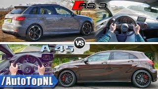 Audi RS3 2018 vs 2018 A45 AMG  0250kmh ACCELERATION SOUND amp POV on AUTOBAHN by AutoTopNL [upl. by Ahiel421]