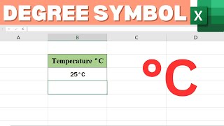 How to Add Degree Symbol in Excel  Degree Centigrade  Celsius in MS Excel [upl. by Bobbie]