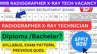 RRB Radiographer Xray Vacancy 2024  Railway X Vacancy Syllabus 2024 radiology aiims rrbxray [upl. by Hashim]