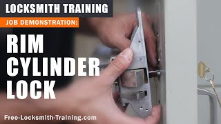 Replace Rim Cylinder  How to Install New Lock on Push Bar Exit Door  FreeLocksmithTrainingcom [upl. by Behlau884]