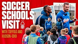 Callum HudsonOdoi amp Harry Toffolos Surprise Soccer Schools Visit 🥰 [upl. by Na707]