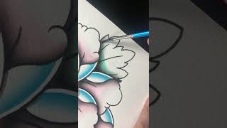 Ocean Breeze Peony Painting  Original Music shorts timelapse art peony chillmusic tattooflash [upl. by Beichner]