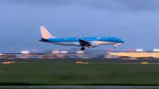 KLM Cityhopper Embraer E190STD LANDING at SCHIPHOL 4K HDR [upl. by Ecnerat633]