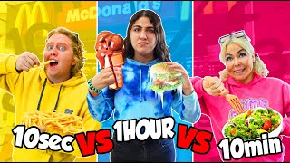 You have 10 SEC VS 1 MINUTE VS 1 HOUR to eat the FAST FOOD CHALLENGE [upl. by Roban306]