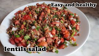 سلاطة عدس تونسية  lentil salad easy and healthy 1 ❤ [upl. by Adohr]