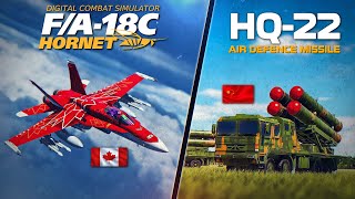 FA18C Hornet Vs 2x J11B FlankerB  HQ22 Air Defence System  Digital Combat Simulator  DCS [upl. by Haymo926]