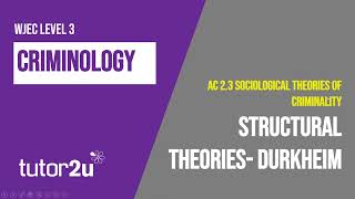 Durkheim  WJEC Criminology  Unit 2  AC 23 Revision [upl. by Anerehs]