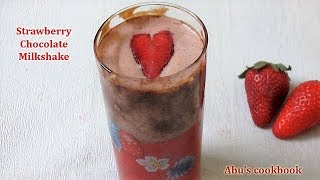 Strawberry chocolate milkshake  Strawberry milkshake recipe  Milkshake without ice cream [upl. by Christel]